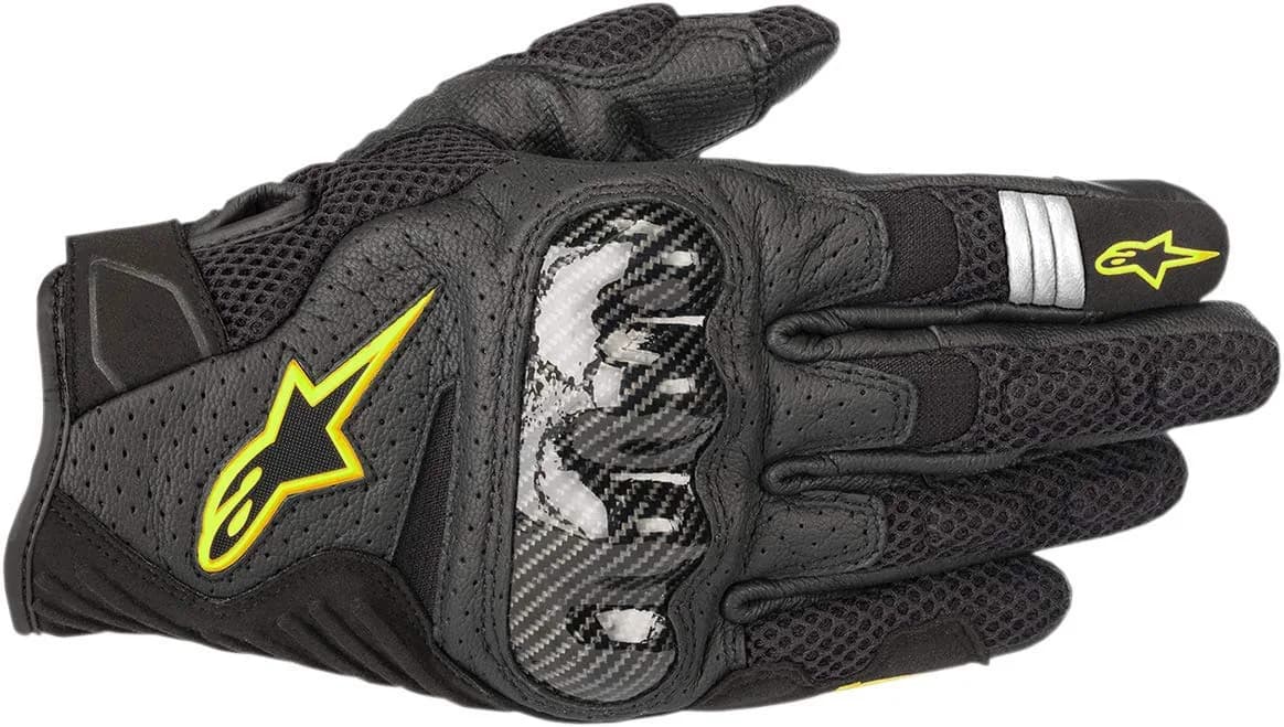 Alpinestars SMX 1 Air V2 Motorcycle Gloves Medium Black/White | CE Certified Protection for Street Riding — Black/Yellow Fluorescent / 3X-Large