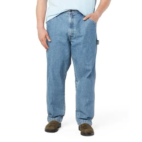 Signature by Levi Strauss & Co. Men's Carpenter Jeans, Light Indigo Stretch, 50W x 32L (127cm x 81cm) | Loose Fit Workwear thumbnail 1