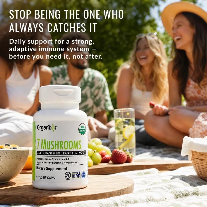 Organixx 7 Mushroom Supplement, Fermented, Immune Support, 60 Caps | USDA Organic & Bioavailable Mushroom Blend thumbnail 10