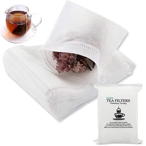 fenshine Disposable Tea Bags 200 pcs | Non-Woven Fabric, Drawstring, 7x9cm, Safe & Portable thumbnail 1