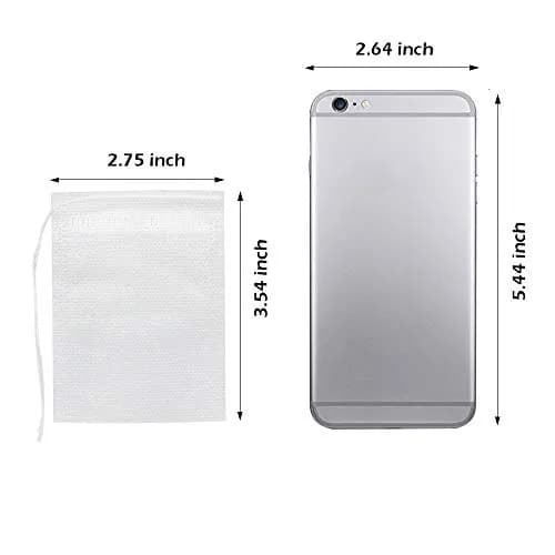 fenshine Disposable Tea Bags 200 pcs | Non-Woven Fabric, Drawstring, 7x9cm, Safe & Portable thumbnail 2