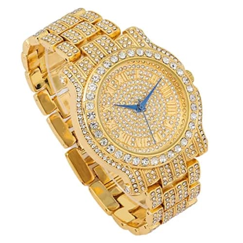 Charles Raymond Gold Watch | Hip Hop Bling Ed Out Men’s Wristwatch with Roman Numerals (8.5" Band) thumbnail 4