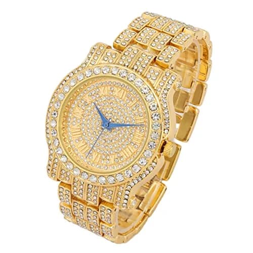 Charles Raymond Gold Watch | Hip Hop Bling Ed Out Men’s Wristwatch with Roman Numerals (8.5" Band) thumbnail 3