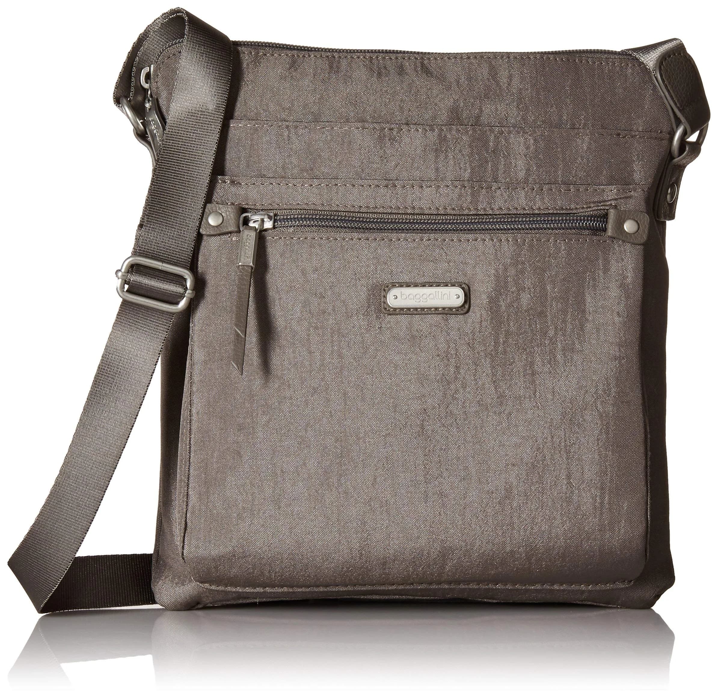 Baggallini Go Bagg with RFID Wristlet - Lightweight Travel Purse Crossbody Bag for Women — Sterling Shimmer / One Size
