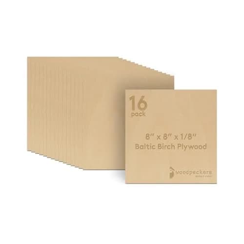 Woodpeckers Baltic Birch Plywood 8" x 8" 1/8" Thick | Strong, Smooth & Perfect for Crafts thumbnail 1