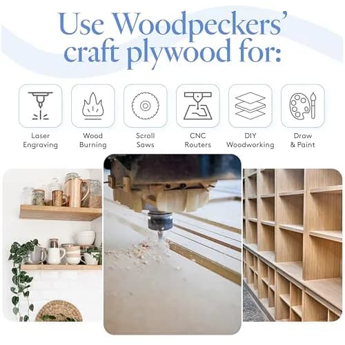 Woodpeckers Baltic Birch Plywood 8" x 8" 1/8" Thick | Strong, Smooth & Perfect for Crafts thumbnail 5