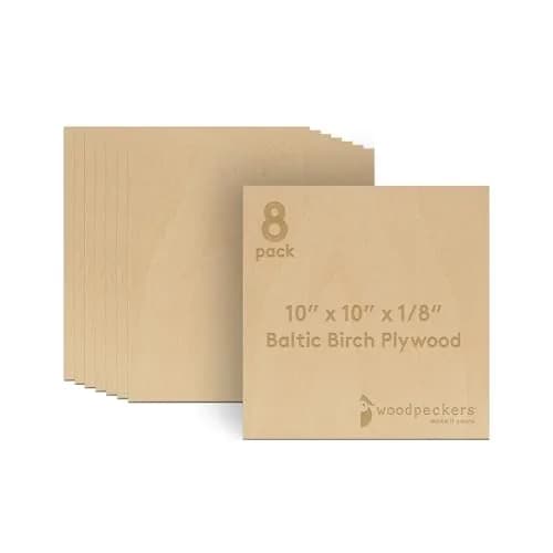 Woodpeckers Baltic Birch Plywood 10" x 10" | 3 mm (1/8") Craft Wood for Laser & CNC (8 Sheets) thumbnail 1