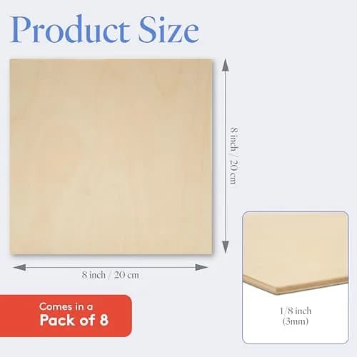 Woodpeckers Baltic Birch Plywood 8" x 8" | 3 mm 1/8 Craft Wood, B/BB Grade, Stronger Than Basswood thumbnail 2