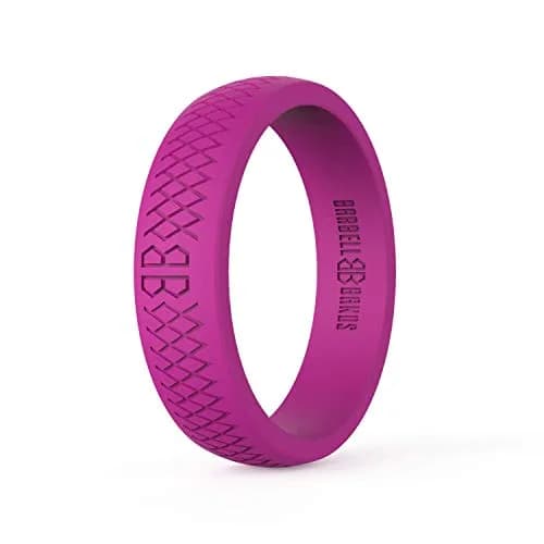 Barbell Bands Silicone Wedding Ring for Women - Premium Rubber Band for Fitness & Lifestyle - Magenta, Size 9 thumbnail 1