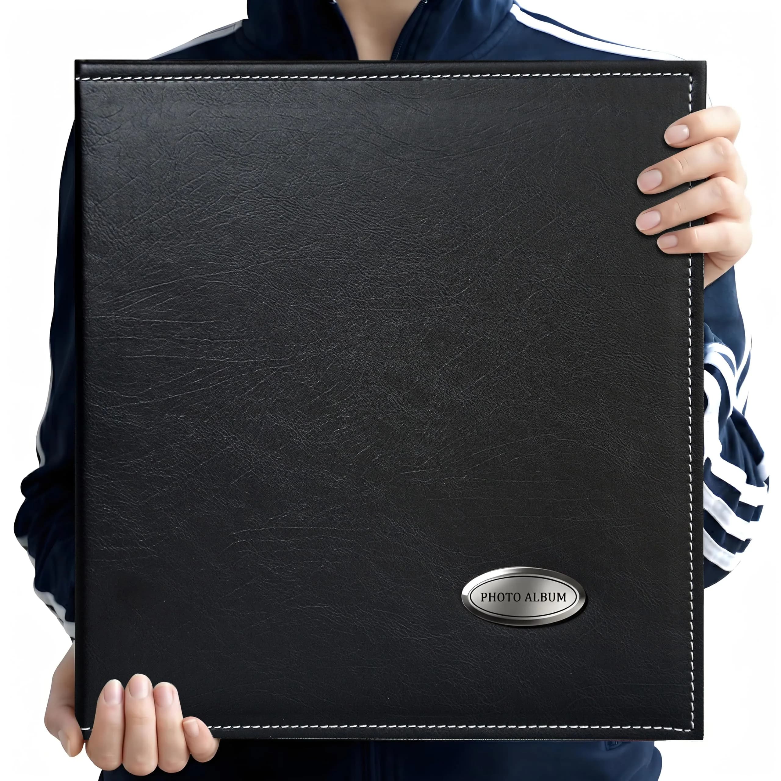Zoview Self-Adhesive Photo Album Pack of 2 | Holds 3x5 to 8x10 Photos, Black Leather Cover — Black / Large