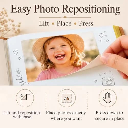 Zoview Self-Adhesive Photo Album Black Leather Cover 33.5cm (13.2in) | Holds 40 Pages of Various Photo Sizes thumbnail 4