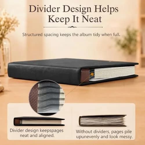 Zoview Self-Adhesive Photo Album Black Leather Cover 33.5cm (13.2in) | Holds 40 Pages of Various Photo Sizes thumbnail 6
