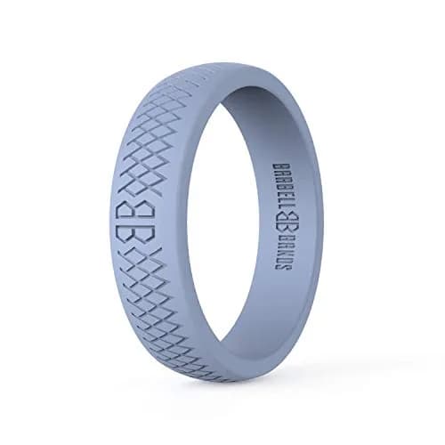 Barbell Bands Silicone Wedding Ring for Women - Light Gray, Size 8 | Medical Grade Silicone, 2.5mm Thick, Hypoallergenic thumbnail 1