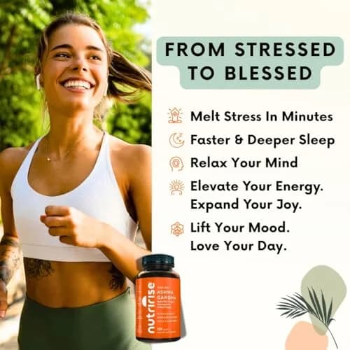 NutriRise Organic Ashwagandha Root Capsules with Black Pepper 1300mg | Stress, Focus & Energy Support thumbnail 4