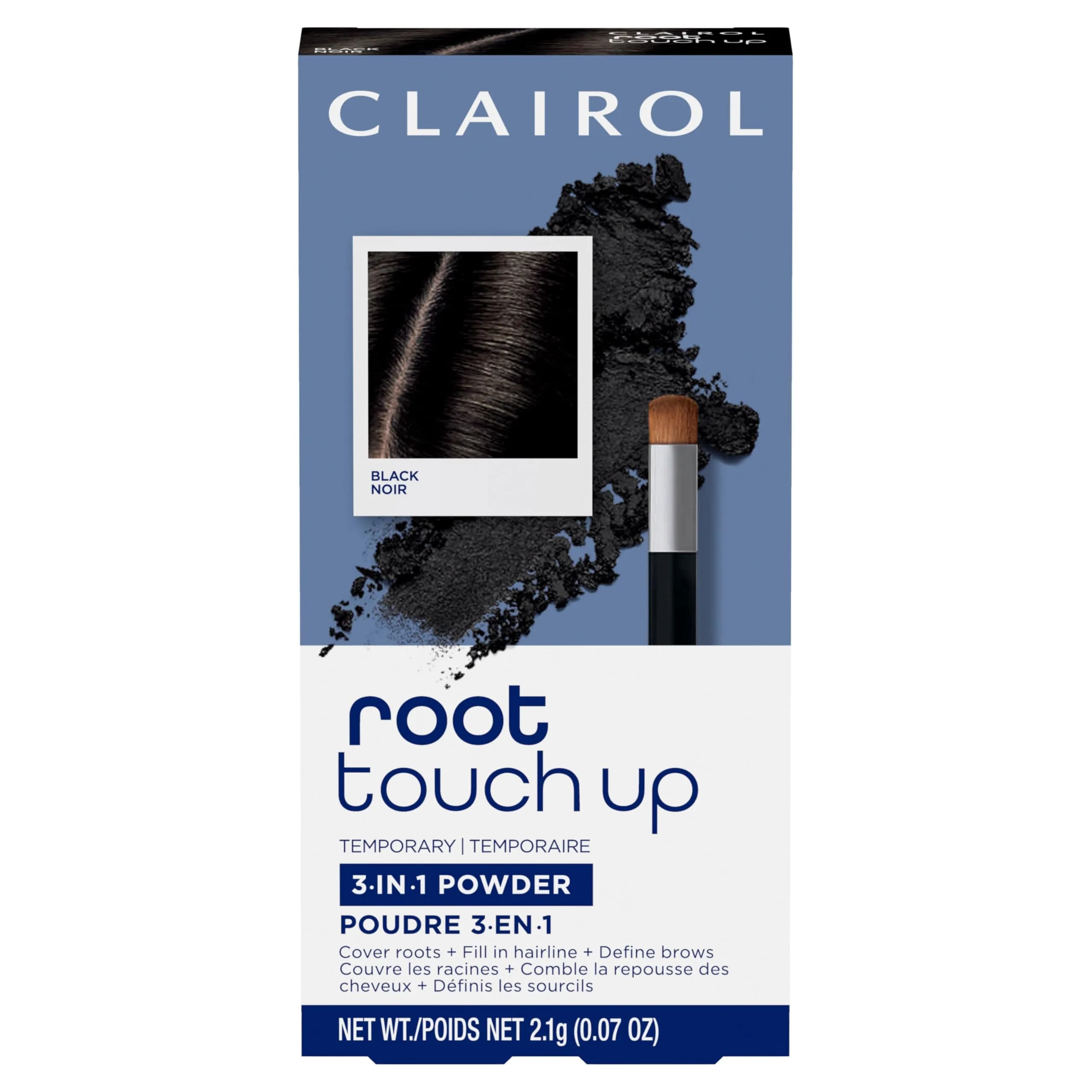 Clairol Root Touch-Up Powder Dark Brown Hair Color | Ammonia Free | Instantly Cover Roots + Define Eyebrows | 2.1g (0.07 Oz) — Black / 0.07 Ounce
