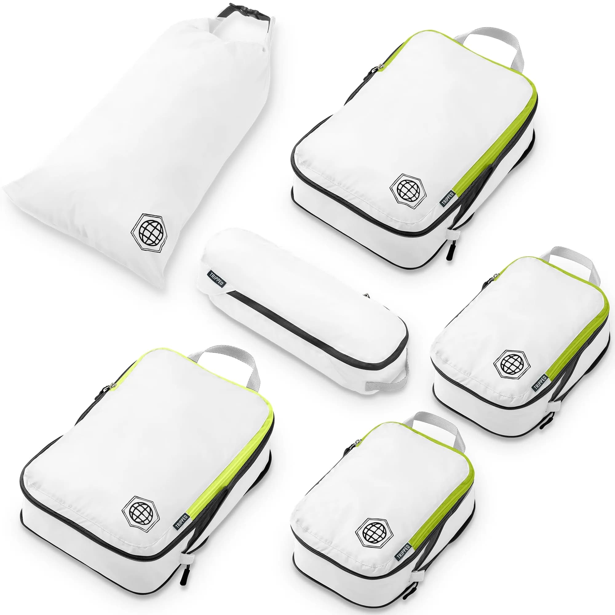 TRIPPED Travel Gear Compression Packing Cubes for Carry-On Travel 6-Pack | Ultralight Ripstop Nylon with Double-Stitched Zippers - main product image