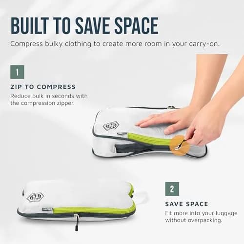 TRIPPED Travel Gear Compression Packing Cubes for Carry-On Travel 6-Pack | Ultralight Ripstop Nylon with Double-Stitched Zippers thumbnail 5