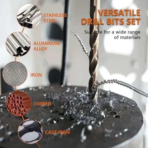 HYMNORQ 13-Piece M35 Cobalt Steel Drill Bit Set, Metric 1.5mm - 6.5mm | Professional Grade for Hard Metals thumbnail 6
