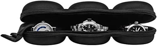 WATCHPOD Triple Watch Travel Case Storage Organizer For 3 Watches | Tough Portable Protection w/Zipper Fits All Wristwatches & Smart Watches Up To 50mm (Black) thumbnail 4