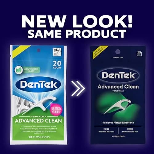 DenTek Advanced Clean Floss Picks, 1200 Count (200 Strands x 6 Packs) | Triple Clean, Fluoride-Infused Mint thumbnail 2