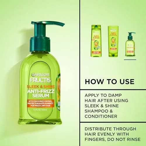 Garnier Fructis Sleek & Shine Anti-Frizz Hair Serum 156ml (5.1 Fl Oz x2) | 72-Hour Frizz Control for Dry Hair thumbnail 4