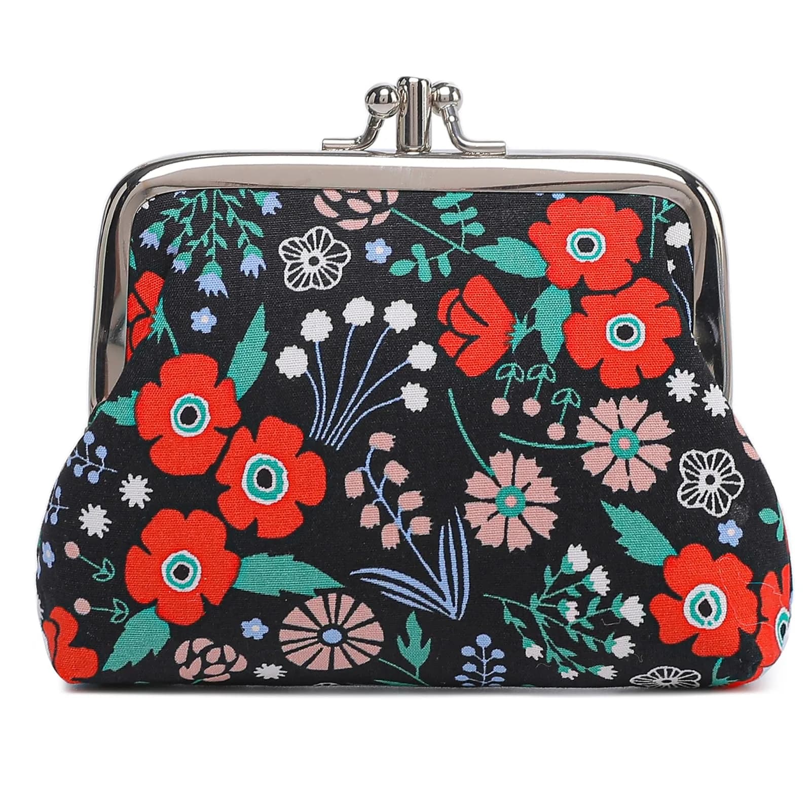 Sanxiner Cute Floral Kiss-Lock Coin Purse 10.5cm (4.13in) | Vintage Style Change Holder with 2 Compartments
