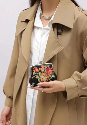Sanxiner Cute Floral Kiss-Lock Coin Purse 10.5cm (4.13in) | Vintage Style Change Holder with 2 Compartments thumbnail 6