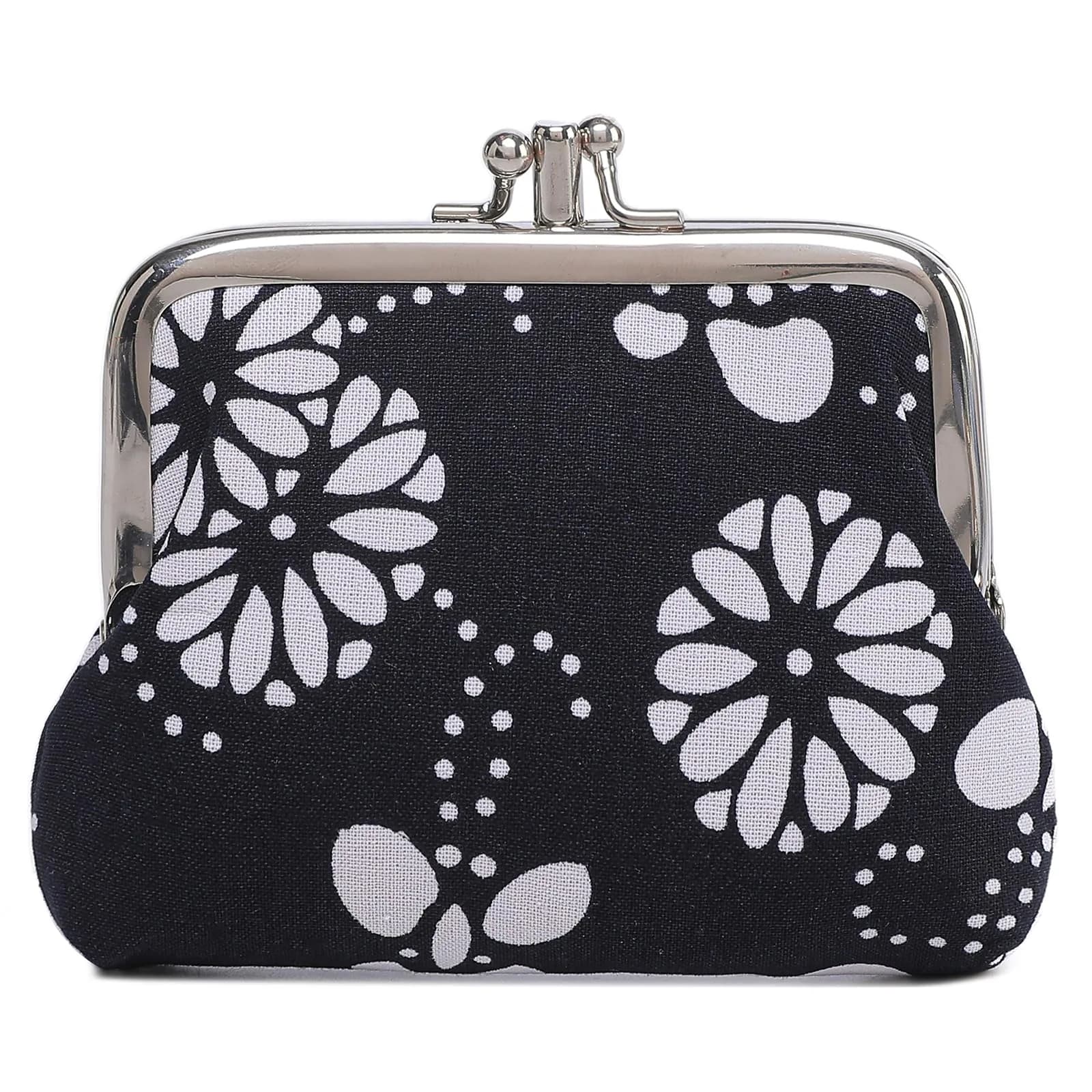 Sanxiner Cute Floral Kiss-Lock Coin Purse 10.5cm (4.13in) | Vintage Style Change Holder with 2 Compartments — 13