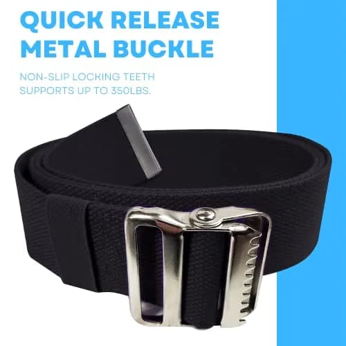 LiftAid Black Transfer and Gait Belt 152 cm (60 Inch) with Metal Buckle and Loop | Walking, Standing and Transfer Assist Aid for Seniors thumbnail 4