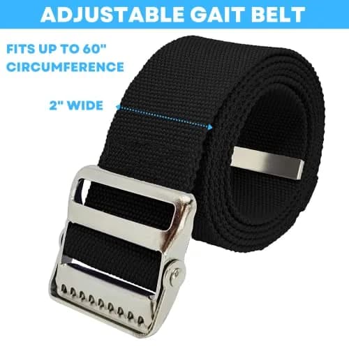 LiftAid Black Transfer and Gait Belt 152 cm (60 Inch) with Metal Buckle and Loop | Walking, Standing and Transfer Assist Aid for Seniors thumbnail 5