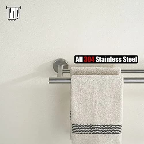 JQK Double Towel Bar 27 Inch (68.9 cm) Brushed Stainless Steel | Wall Mounted Bath Towel Rack with 24 Inch Usable Length thumbnail 7