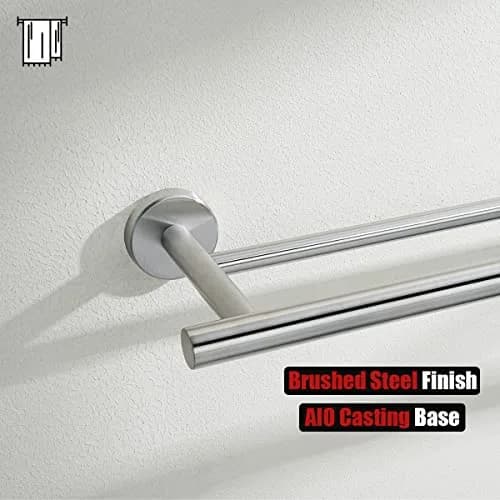 JQK Double Towel Bar 27 Inch (68.9 cm) Brushed Stainless Steel | Wall Mounted Bath Towel Rack with 24 Inch Usable Length thumbnail 8