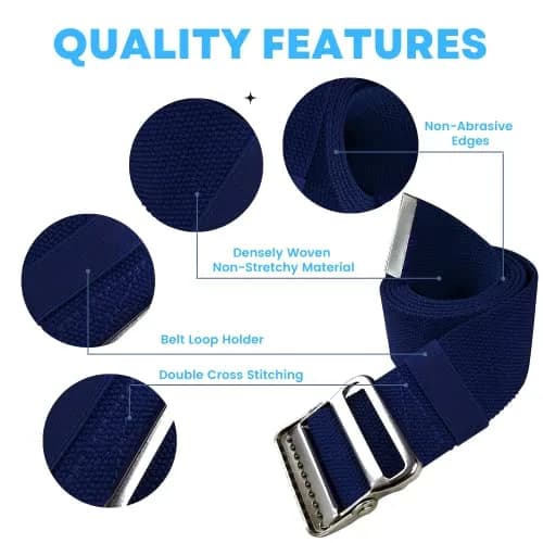 LiftAid Transfer and Gait Belt 60 Inch (152 cm) with Metal Buckle and Loop | Walking, Standing and Transfer Assist Aid for Seniors thumbnail 3