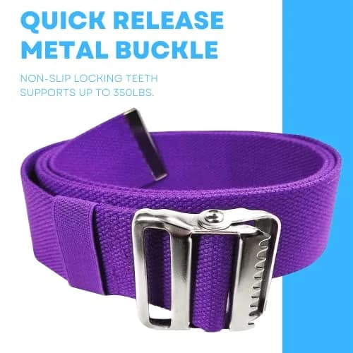 LiftAid Transfer and Gait Belt 60 Inch (152 cm) with Metal Buckle and Loop | Walking, Standing, and Transfer Assist Aid for Seniors, Elderly, Caregiver, Nurse, Therapist (Purple) thumbnail 3