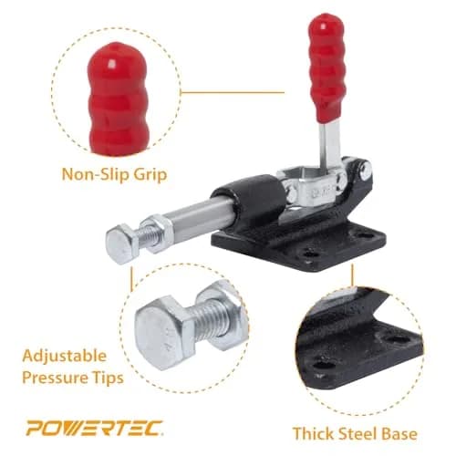 POWERTEC 20318 Push Pull Toggle Clamp 500 lbs Capacity 227 kg 6.4cm (2.5") Throat Depth | Heavy Duty Woodworking Hold Down Clamp thumbnail 4