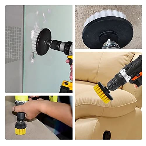 HIFROM Soft and Medium Drill Brush Set 4-inch | Cleans Tubs, Tile, Grout, Upholstery, Leather, Carpet thumbnail 9