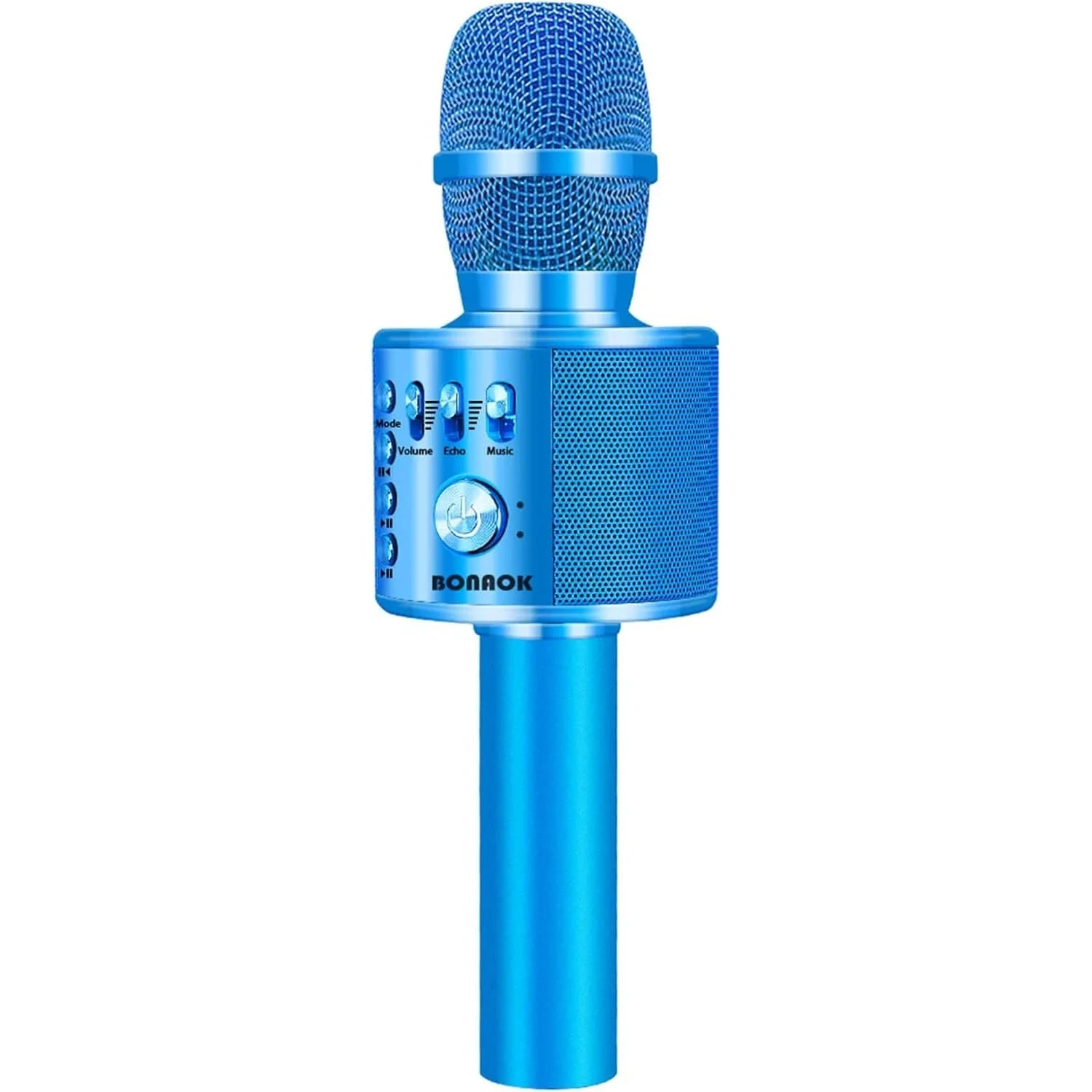 BONAOK Wireless Bluetooth Karaoke Microphone Q37 Blue | Portable Handheld Mic Speaker for Parties & All Smartphones