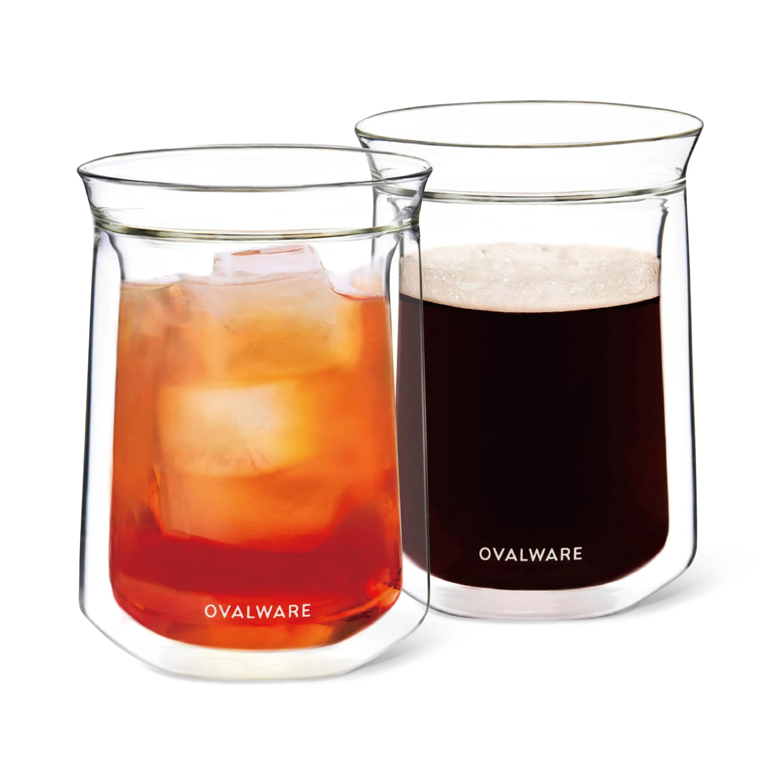 ovalware Double Wall Insulated Glass Cup Set of 2 (350ml / 12oz) | Keeps Drinks Hot or Cold for Hours - main product image