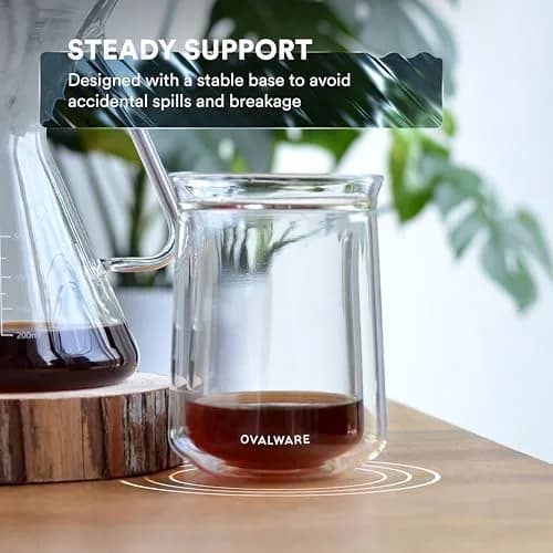 ovalware Double Wall Insulated Glass Cup Set of 2 (350ml / 12oz) | Keeps Drinks Hot or Cold for Hours thumbnail 7