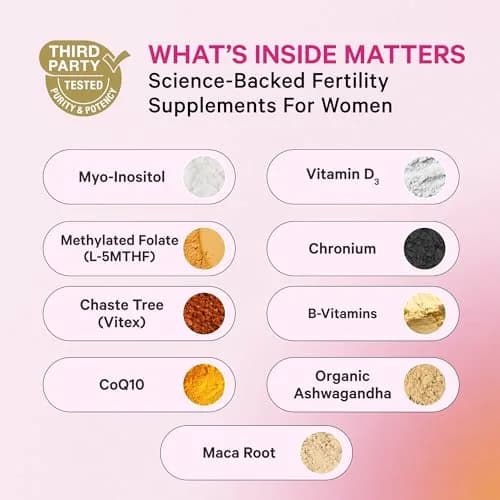 Pink Stork Fertility Supplements for Women, 60 Capsules | Supports Conception & Hormone Balance thumbnail 2