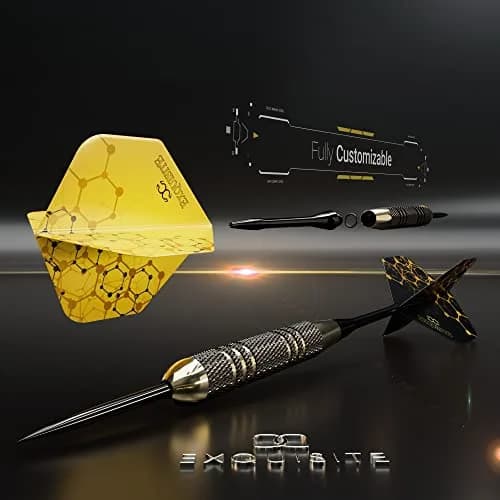 CC-Exquisite Premium Steel Tip Darts Set - Brass Barrels, Metal Tips, 12 Shafts, Flights, Dart Tool & Case thumbnail 5