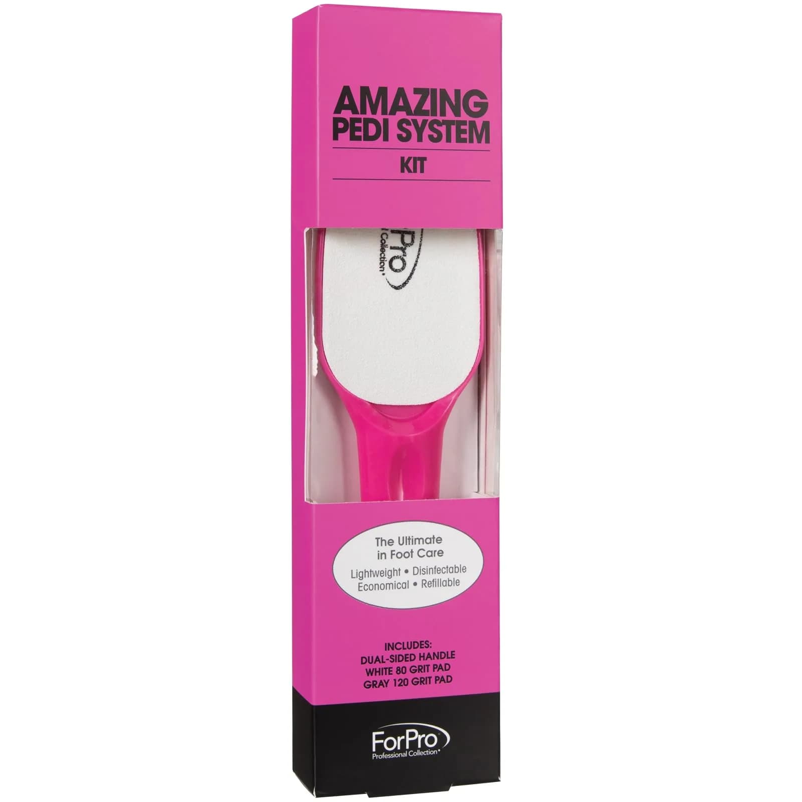 ForPro Professional Collection Amazing Pedi System Kit Pink 10" L (Pack of 2) | Double-Sided Professional Quality Pedicure File for Heels — Pink 10-inch File