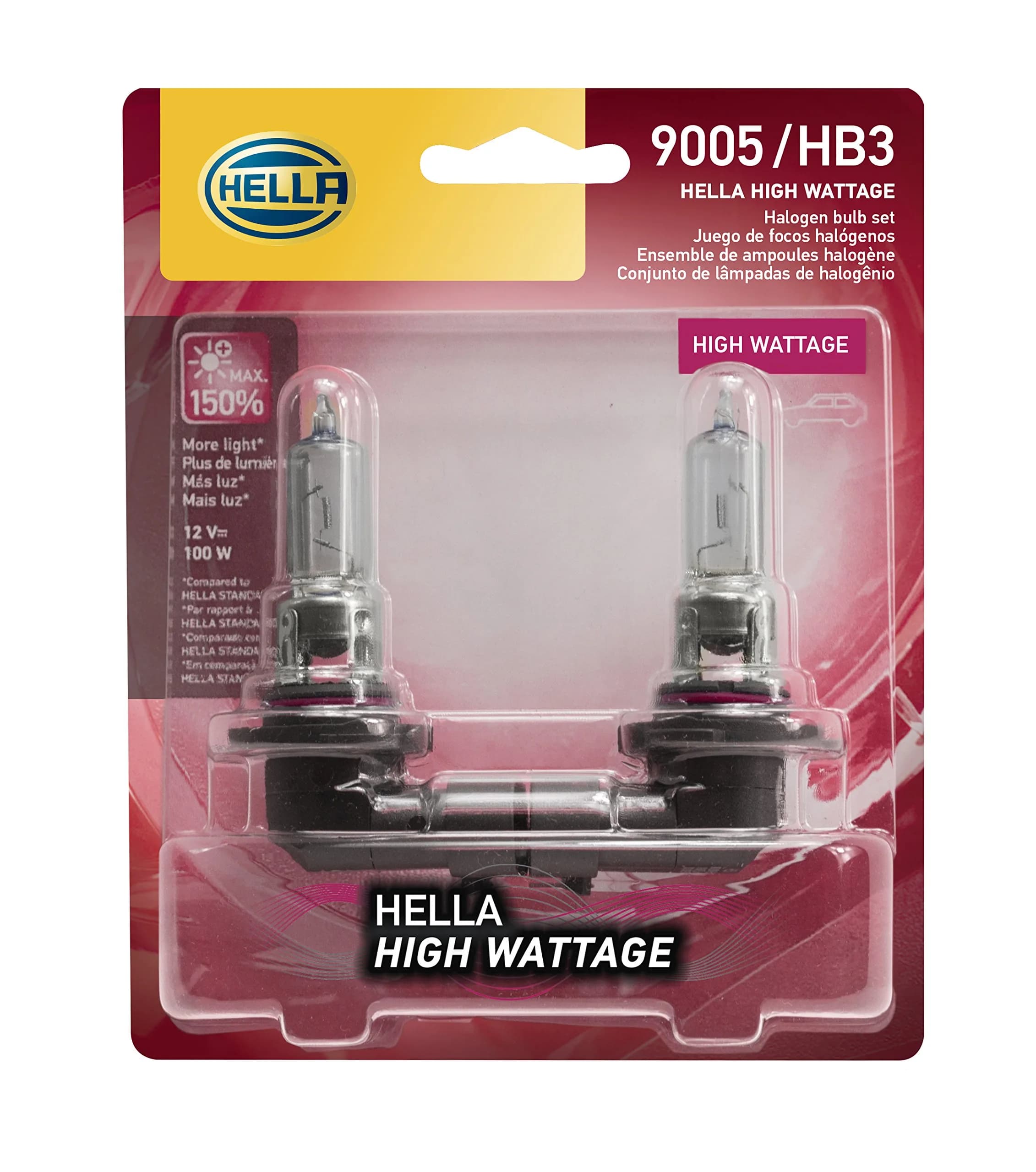 Hella Optilux XY Series HB3 9005 Xenon Yellow Halogen Bulbs, 12V, 65W, 2 Pack