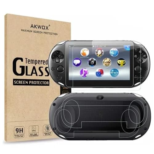 AKWOX Screen Protector for PS Vita 2000 | 9H Tempered Glass & HD PET Back Film thumbnail 1