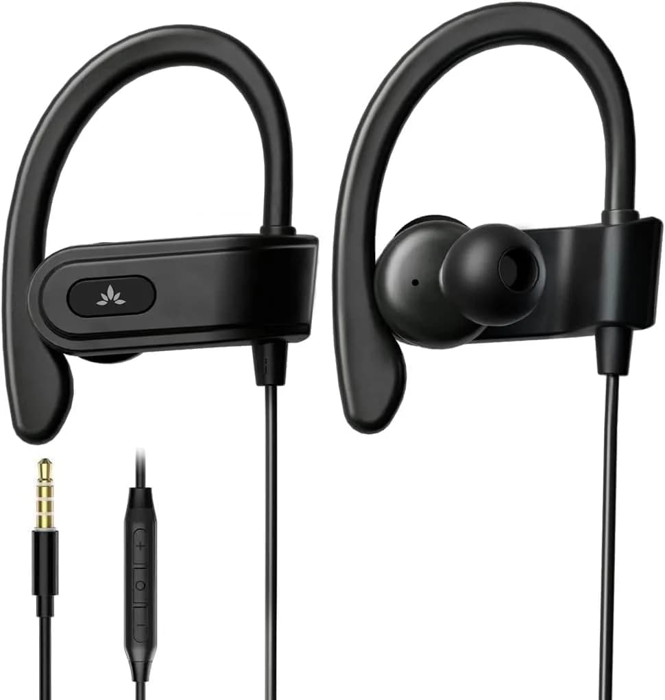 Avantree E171 Wired Earbuds with Microphone & Volume Control | Comfortable Sport Fit, 3.5mm Jack, 12mm Driver (120cm Cable)