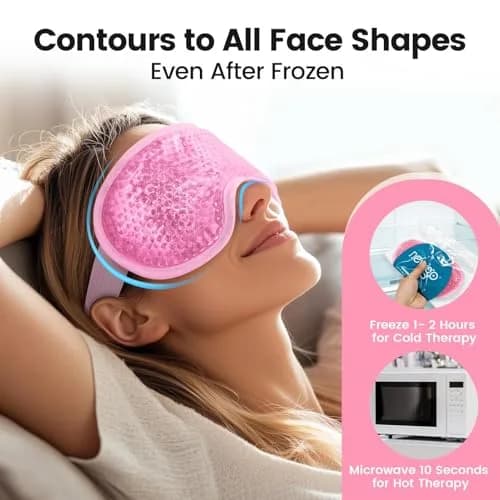 NEWGO Cooling Gel Cold Eye Mask for Puffy Eyes | Reusable Ice Pack with Plush Backing for Dark Circles & Migraine Relief thumbnail 7