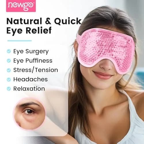 NEWGO Cooling Gel Cold Eye Mask for Puffy Eyes | Reusable Ice Pack with Plush Backing for Dark Circles & Migraine Relief thumbnail 2
