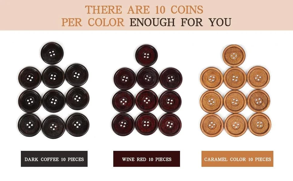 Chenkou Craft 30pcs 40mm Round Wood Buttons | Big Size Craft Sewing Buttons thumbnail 8