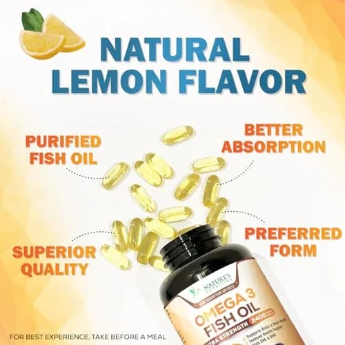 Nature's Nutrition Omega 3 Fish Oil 2400mg | Triple Strength Daily Supplement with EPA & DHA (120 Softgels) thumbnail 5