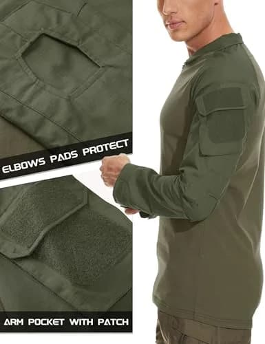 MAGCOMSEN Men's Tactical Military Shirts 1/4 Zip Long Sleeve | Breathable & Durable Army Green thumbnail 5
